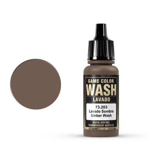 Vallejo Game Color Ink: 203 Wash Umber Shade, 17 ml