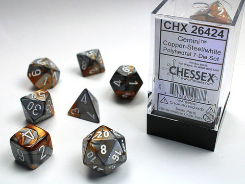 Copper-Steel w/white Gemini™ Polyhedral 7-Die Sets