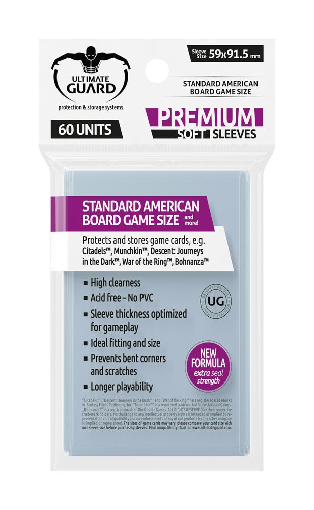 UG Premium Soft Sleeves for Board Game Cards Standard American (60) 