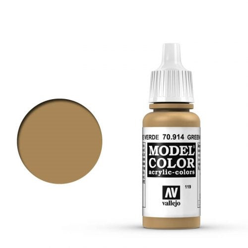 Vallejo Model Color: 119 Grünocker (Green Ochre), 17 ml (914)