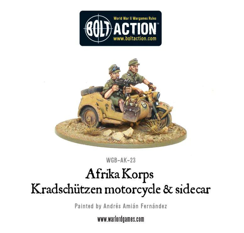 Afrika Korps Kradschutzen motorcycle and sidecar - Afrika Korps Kradschützen mit Beiwagen