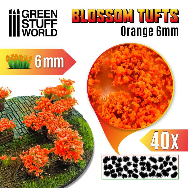 Flower clusters - self-adhesive - 6mm - ORANGE flowers