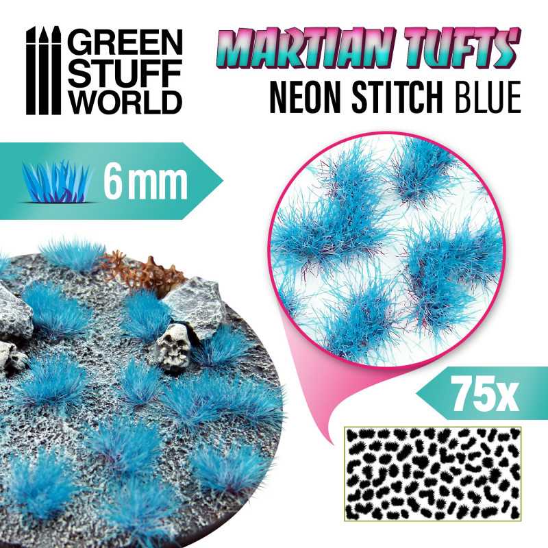 Martian Grass Tufts - NEON STITCH BLUE