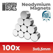 Lade das Bild in den Galerie-Viewer, Neodym-Magnete 3x0&#39;5mm - 100 stück (N35)

