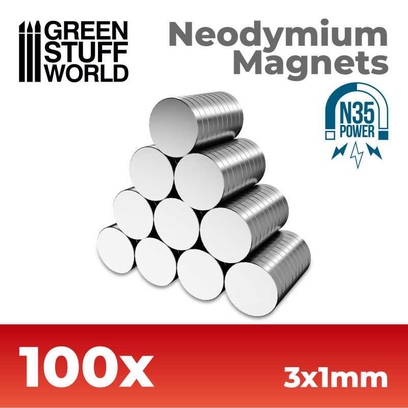 Neodymium magnets 3x1mm - 100 pieces (N35)