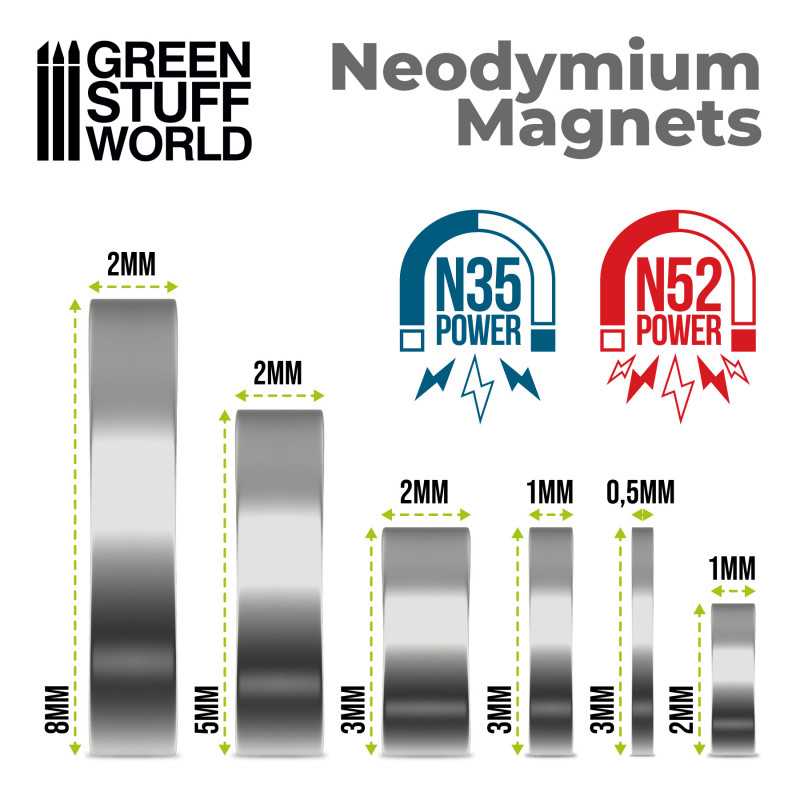 Neodymium magnets 2x1mm - 100 pieces (N35)