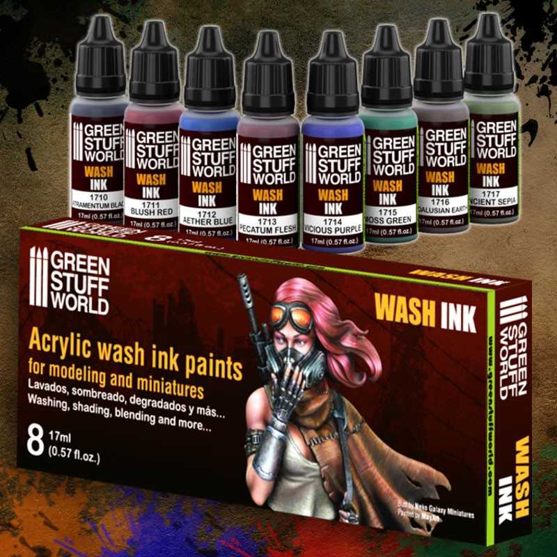 Set of 8x acrylic wash inks